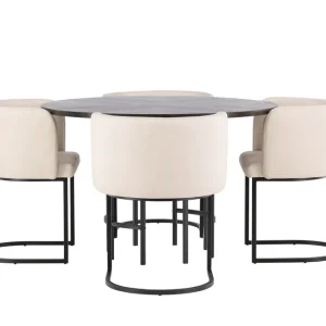 Venture Home Copenhagen Matgrupp 115 cm Rund med 4 Simrishman stolar Beige - Möbler Nyhet