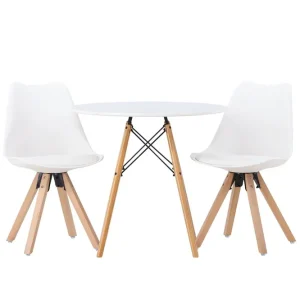Venture Home Danburi Matgrupp 60 cm Rund med 2 Zeno stolar Vit - Möbler Säker betalning