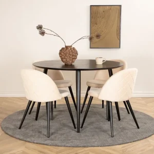 Lägg i varukorgen Venture Home Dipp Matgrupp 115 cm Rund med 4 Velvet stolar Beige - Möbler