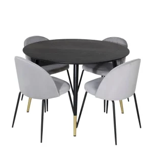 Billigare Venture Home Dipp Matgrupp 115 cm Rund med 4 Wrinkles stolar Svart/Guld - Möbler