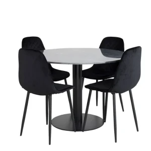 Fri frakt Venture Home Estelle Matgrupp 106 cm Rund med 4 Polar stolar Svart - Möbler