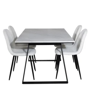 Venture Home Estelle Matgrupp 140 cm Rektangulär med 4 Polar stolar Svart - Möbler Erbjudandepris