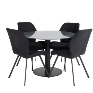 Kundfavorit Venture Home Estelle Matgrupp 106 cm Rund med 4 Gemma stolar Svart - Möbler