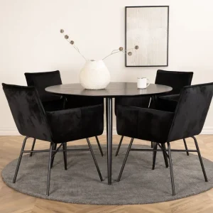 Fynd Venture Home Dipp Matgrupp 115 cm Rund med 4 Petra stolar Svart - Möbler