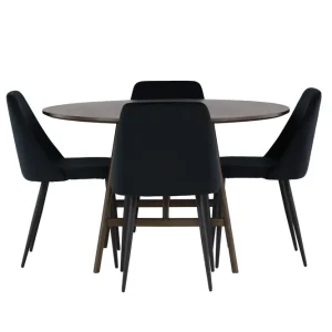 Rabatt Venture Home Kaseidon Matgrupp 100 cm Rund med 4 Night stolar Svart - Möbler