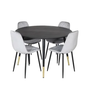 Begränsat antal Venture Home Dipp Matgrupp 115 cm Rund med 4 Polar stolar Svart/Guld - Möbler