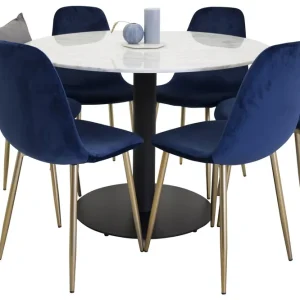 Sänkt pris Venture Home Estelle Matgrupp 106 cm Rund med 6 Polar stolar Svart - Möbler