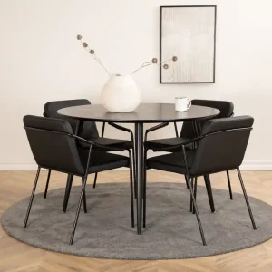Säker betalning Venture Home Dipp Matgrupp 115 cm Rund med 4 Tvista stolar Svart - Möbler