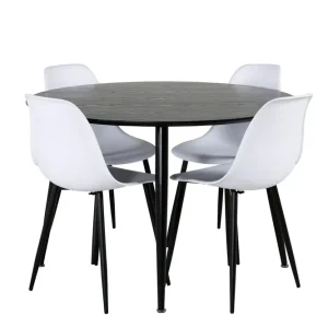 Trygg betalning Venture Home Dipp Matgrupp 115 cm Rund med 4 Polar stolar Svart - Möbler