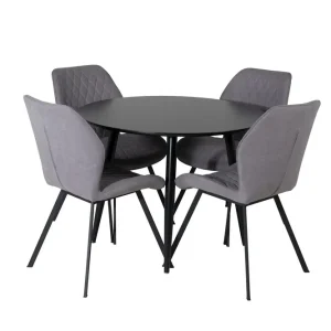 Beställ idag Venture Home Plaza Matgrupp 100 cm Rund med 4 Gemma stolar Svart - Möbler