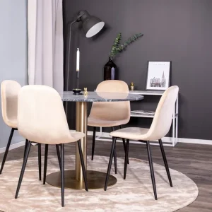 Venture Home Estelle Matgrupp 106 cm Rund med 4 Polar stolar Beige - Möbler Sista chansen