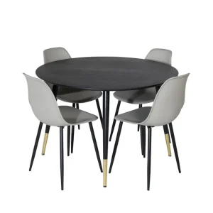 Venture Home Dipp Matgrupp 115 cm Rund med 4 Polar stolar Svart/Guld - Möbler Kundfavorit