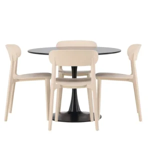 Premium Venture Home Glade Matgrupp 100 cm Rund med 4 Åstol stolar Beige - Möbler