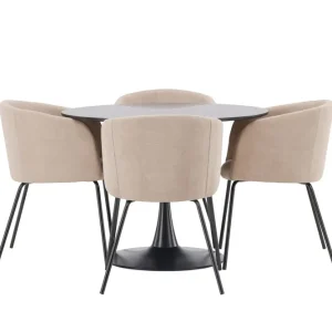 Trygg betalning Venture Home Glade Matgrupp 100 cm Rund med 4 Berit stolar Beige - Möbler