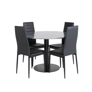 Begränsad tid Venture Home Estelle Matgrupp 106 cm Rund med 4 Slim stolar Svart - Möbler