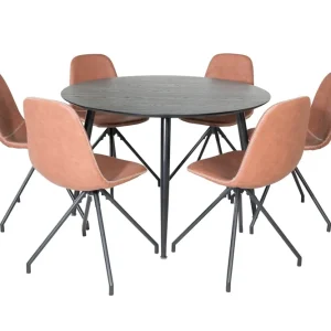 Venture Home Dipp Matgrupp 115 cm Rund med 6 Polar stolar Svart - Möbler Utförsäljning