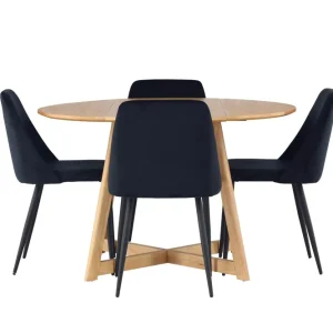 Endast denna vecka Venture Home Yakidon Matgrupp 120 cm Rund med 4 Night stolar Svart - Möbler