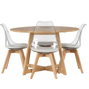 Venture Home Yakidon Matgrupp 120 cm Rund med 4 Edvin stolar Brun - Möbler Begränsad tid