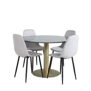 Populär Venture Home Estelle Matgrupp 106 cm Rund med 4 Polar stolar Svart/Guld - Möbler
