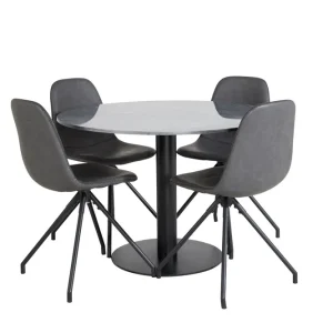 Venture Home Estelle Matgrupp 106 cm Rund med 4 Polar stolar Svart - Möbler Premium