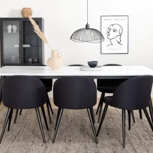 Venture Home Jimmy Matgrupp 195 cm Rektangulär med 6 Velvet stolar Svart - Möbler Billig