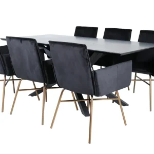Extra rabatt Venture Home Piazza Matgrupp 180 cm Rektangulär med 6 Petra stolar Svart - Möbler