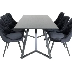 Expressleverans Venture Home Marina Matgrupp 180 cm Rektangulär med 6 Velvet Deluxe stolar Svart - Möbler