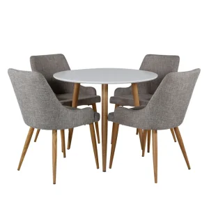Venture Home Polar Matgrupp 90 cm Rund med 4 Plaza stolar Grå - Möbler I lager