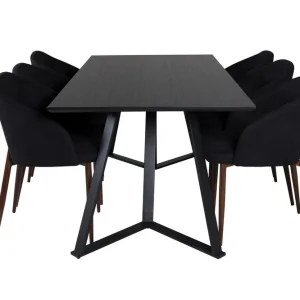 Venture Home Marina Matgrupp 180 cm Rektangulär med 6 Arch stolar Svart - Möbler Rabatt