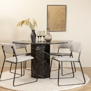 Endast idag Venture Home Marbs Matgrupp 110 cm Rund med 4 Kenth stolar Svart - Möbler