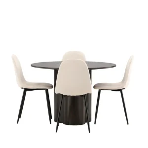 Begränsat erbjudande Venture Home Olivia Matgrupp 110 cm Rund med 4 Polar stolar Beige - Möbler