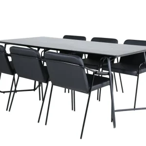 Fynd Venture Home Petra Matgrupp 190 cm Rektangulär med 6 Tvista stolar Svart - Möbler