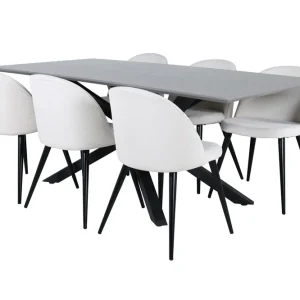 Venture Home Piazza Matgrupp 180 cm Rektangulär med 6 Velvet stolar Beige - Möbler Fynd