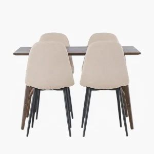 Venture Home Kaseidon Matgrupp 120 cm Rektangulär med 4 Polar stolar Beige - Möbler Expressleverans