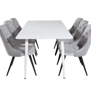 Venture Home Polar Matgrupp 180 cm Rektangulär med 6 Velvet Deluxe stolar Svart - Möbler Bästa pris
