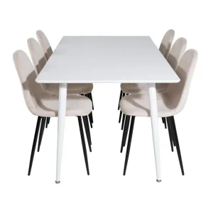 Venture Home Polar Matgrupp 180 cm Rektangulär med 6 Polar stolar Beige - Möbler Bästa pris