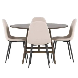 Venture Home Kaseidon Matgrupp 100 cm Rund med 4 Polar stolar Beige - Möbler Begränsat erbjudande