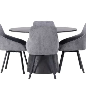 Bästa pris Venture Home Lanzo Matgrupp 120 cm Rund med 4 Rosie stolar Svart - Möbler