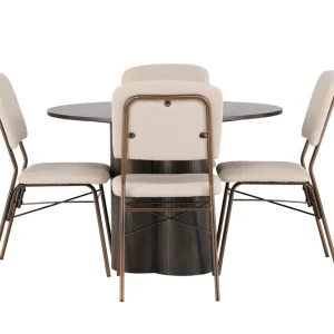 Snabb leverans Venture Home Olivia Matgrupp 110 cm Rund med 4 Seda stolar Beige - Möbler