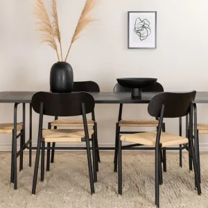 Venture Home Unos Matgrupp 200 cm Rektangulär med 6 Polly stolar Svart - Möbler Nyhet