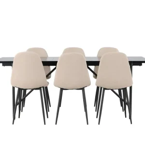 Säker betalning Venture Home Astrid Matgrupp 200 cm Rektangulär med 6 Polar stolar Beige - Möbler