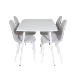 Handla nu Venture Home Polar Matgrupp 120 cm Rektangulär med 4 Polar stolar Ljusgrå - Möbler