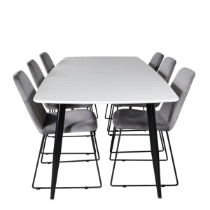 Venture Home Polar Matgrupp 240 cm Rektangulär med 6 Muce stolar Svart - Möbler Fynd