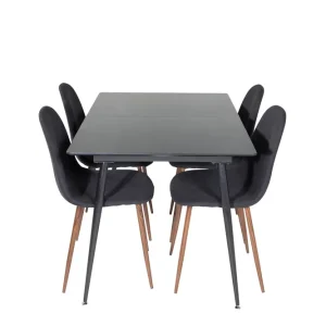 Fri frakt Venture Home Silar Matgrupp Förlängningsbar 120 cm Rektangulär med 4 Polar stolar Svart - Möbler