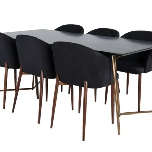 Venture Home Petra Matgrupp 190 cm Rektangulär med 6 Arch stolar Svart - Möbler Expressleverans