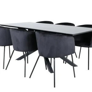 Rabatt Venture Home Piazza Matgrupp 180 cm Rektangulär med 6 Berit stolar Svart - Möbler