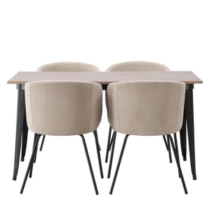 Fri frakt Venture Home Tempe Matgrupp 140 cm Rektangulär med 4 Berit stolar Beige - Möbler