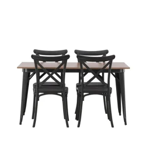 Endast idag Venture Home Tempe Matgrupp 140 cm Rektangulär med 4 Crosett stolar Svart - Möbler