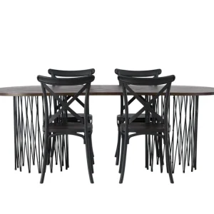 Fynd Venture Home Stone Matgrupp 220 cm Oval med 4 Crosett stolar Svart - Möbler