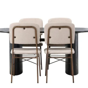 Beställ nu Venture Home Isolde Matgrupp 180 cm Oval med 4 Seda stolar Beige - Möbler
